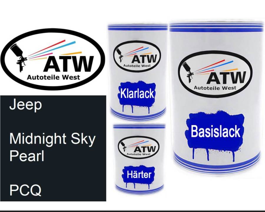 Jeep, Midnight Sky Pearl, PCQ: 500ml Lackdose + 500ml Klarlack + 250ml Härter - Set, von ATW Autoteile West.